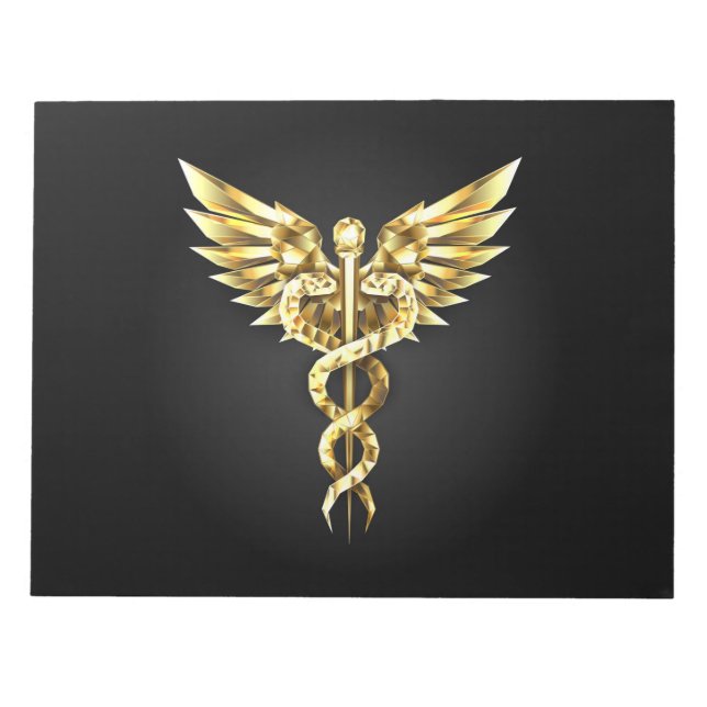 Gold Polygonal Symbol Caduceus Notizblock (Vorderseite)