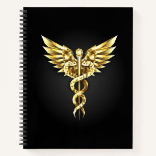 Gold Polygonal Symbol Caduceus Notizbuch
