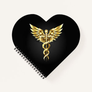 Gold Polygonal Symbol Caduceus Notizbuch