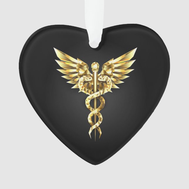 Gold Polygonal Symbol Caduceus Ornament (Vorderseite)