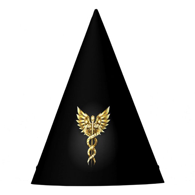 Gold Polygonal Symbol Caduceus Partyhütchen (Vorderseite)