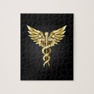 Gold Polygonal Symbol Caduceus Puzzle