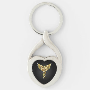 Gold Polygonal Symbol Caduceus Schlüsselanhänger