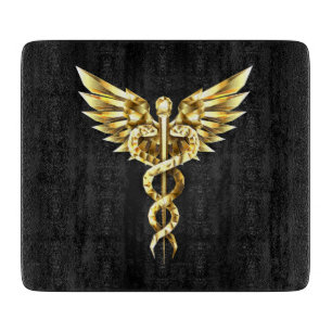 Gold Polygonal Symbol Caduceus Schneidebrett
