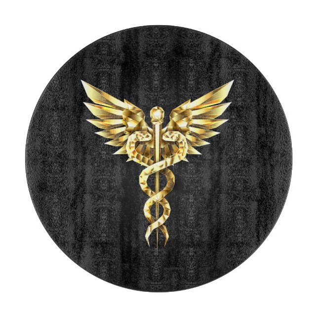 Gold Polygonal Symbol Caduceus Schneidebrett (Vorderseite)
