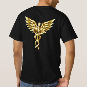 Gold Polygonal Symbol Caduceus T-Shirt