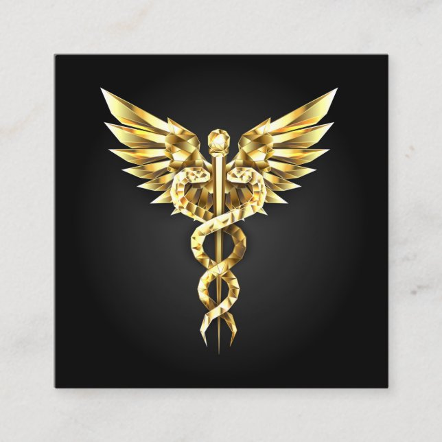 Gold Polygonal Symbol Caduceus Telefonnummerkarte (Vorderseite)