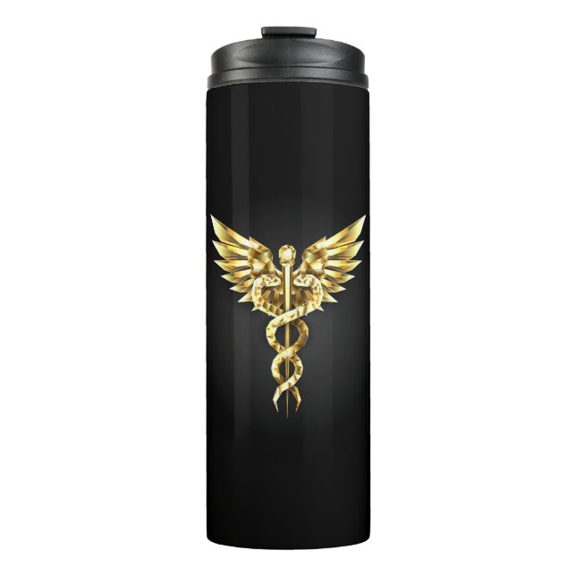 Gold Polygonal Symbol Caduceus Thermosbecher (Vorderseite)