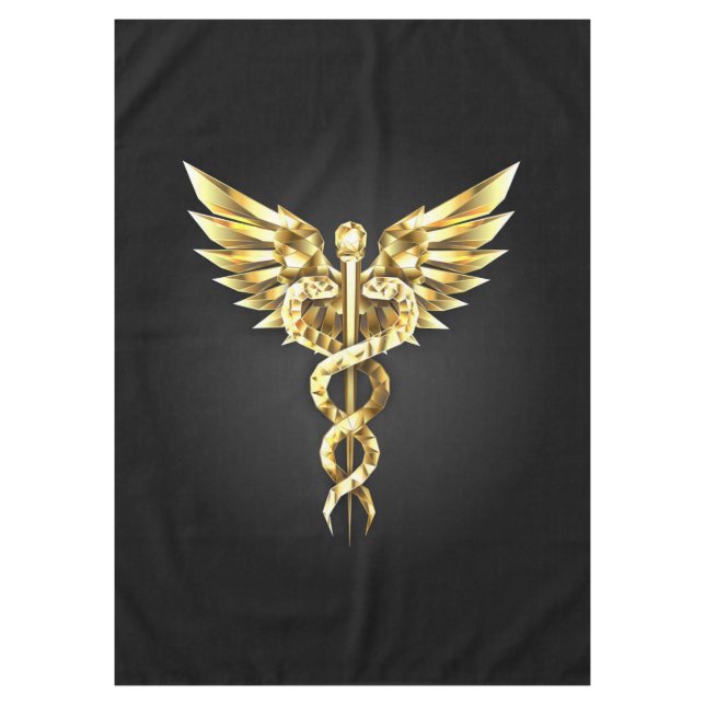 Gold Polygonal Symbol Caduceus Tischdecke (Vorderseite)