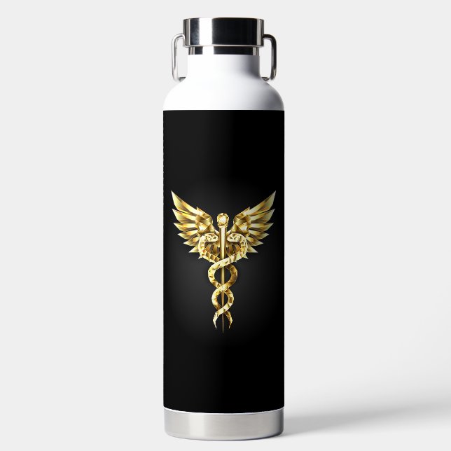 Gold Polygonal Symbol Caduceus Trinkflasche (Vorderseite)