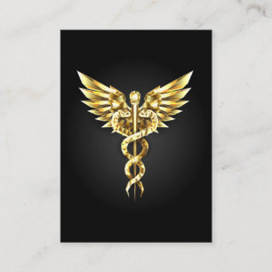 Gold Polygonal Symbol Caduceus Visitenkarte
