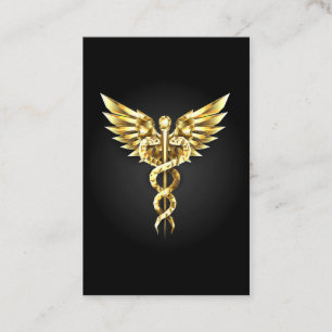 Gold Polygonal Symbol Caduceus Visitenkarte