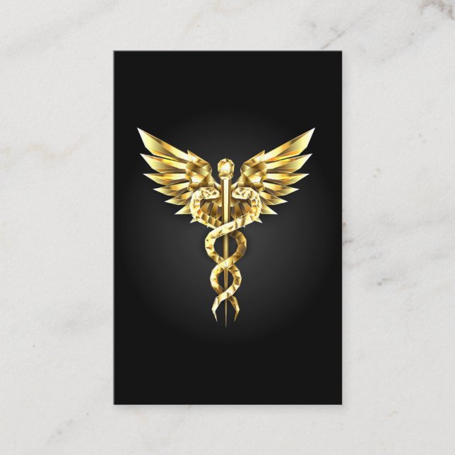 Gold Polygonal Symbol Caduceus Visitenkarte (Vorderseite)
