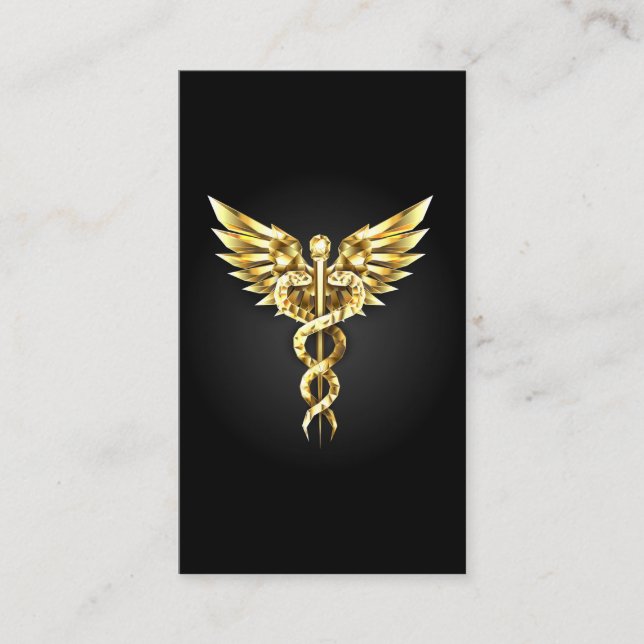 Gold Polygonal Symbol Caduceus Visitenkarte (Vorderseite)
