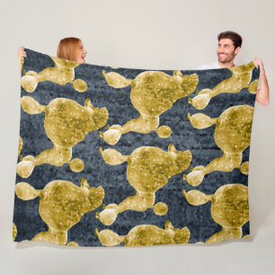 Gold Poodle Night Gray Fleecedecke