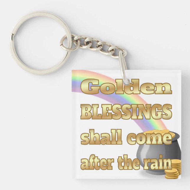 Gold-Pot am Ende des Regenbogens Schlüsselanhänger (Vorderseite)