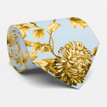 Gold & Powder Blau Moderne botanische Blumentoilet