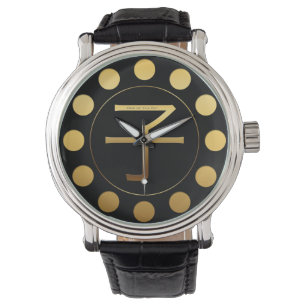 Gold Prägung des Rattenjahres Symbol Black Watch Armbanduhr