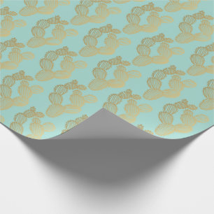 Gold Prickly Cactus Doodle Pattern Geschenkpapier