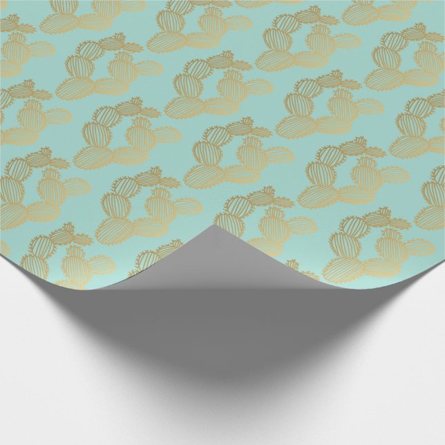 Gold Prickly Cactus Doodle Pattern Geschenkpapier (Ecke)