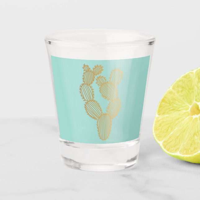 Gold Prickly Cactus Doodle Schnapsglas (Vorderseite)