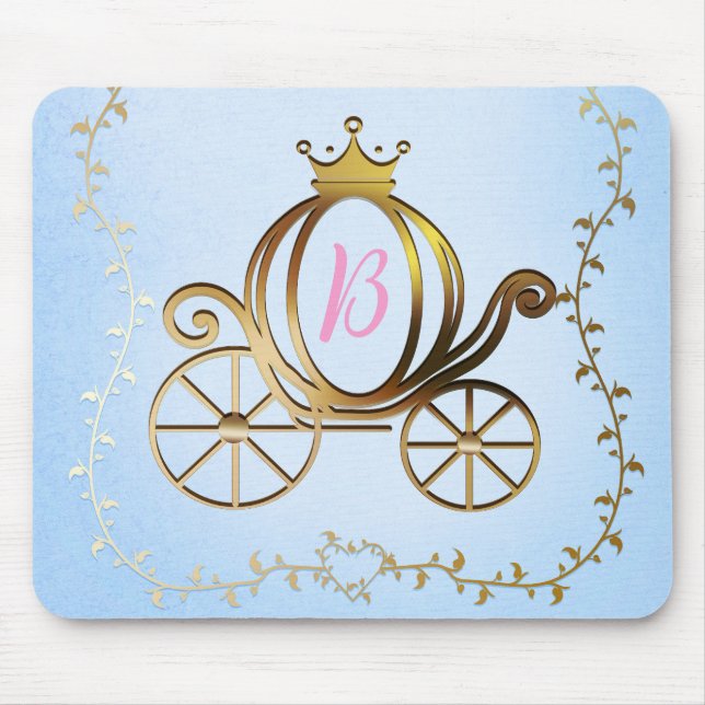 Gold Princess Carriage Blue Storybook Mousepad (Vorne)
