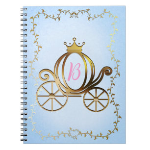 Gold Princess Carriage Blue Storybook Personalisie Notizblock