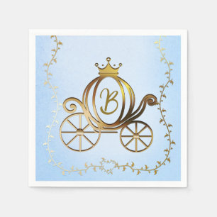 Gold Princess Carriage Blue Storybook Royal Serviette