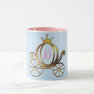 Gold Princess Carriage Blue Storybook Tasse