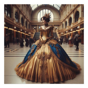 Gold Princess Steampunk Viktorianisch Industrial Fotodruck