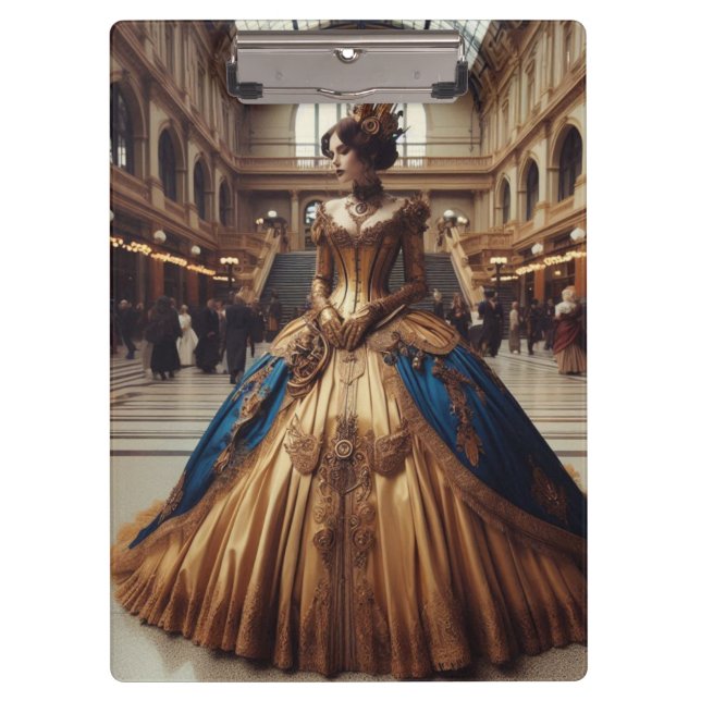 Gold Princess Steampunk Viktorianisch Industrial Klemmbrett (Vorderseite)