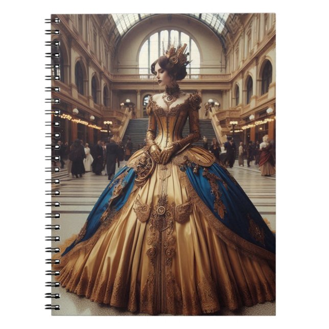 Gold Princess Steampunk Viktorianisch Industrial Notizblock (Vorderseite)
