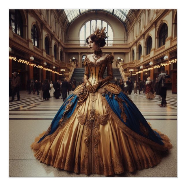 Gold Princess Steampunk Viktorianisch Industrial Poster (Vorderseite)