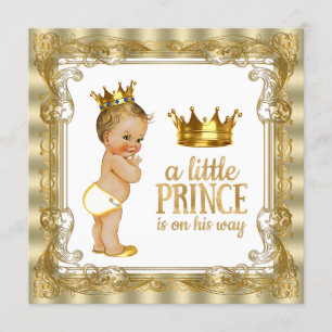 Gold Prinz Baby Shower Einladung