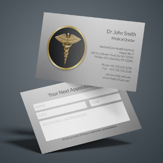 Gold Professional Medical Caduceus Notes Box Terminkarte