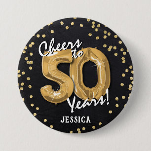 Gold Prost zum 50. Geburtstag Button