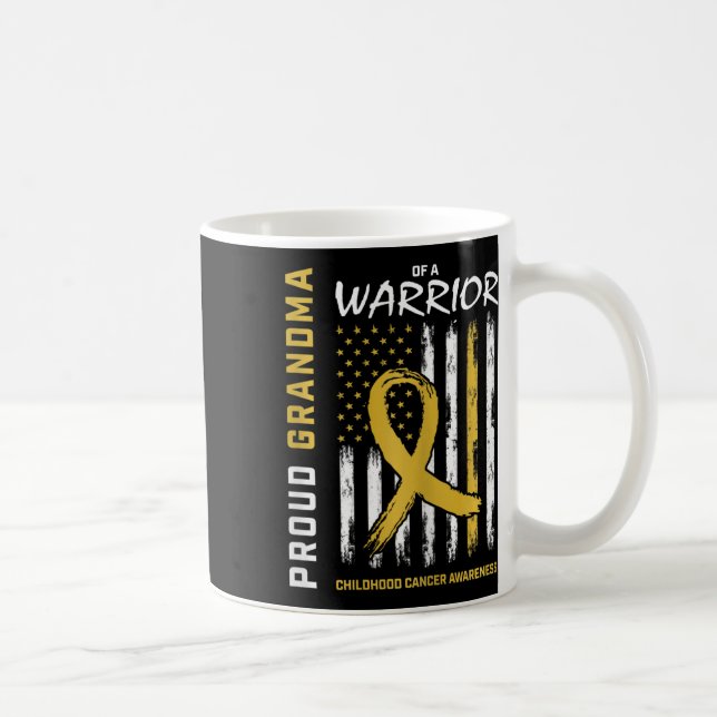 Gold Proud Grandma Childhood Cancer Awareness Amer Kaffeetasse (Rechts)