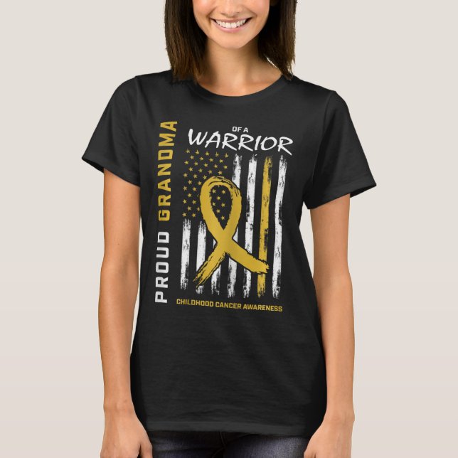 Gold Proud Grandma Childhood Cancer Awareness Amer T-Shirt (Vorderseite)