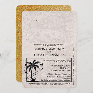 Gold Puerta Vallarta Passport Wedding Einladung