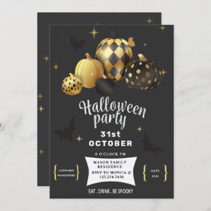 Gold Pumpkin Elegantes Halloween-Party Einladung