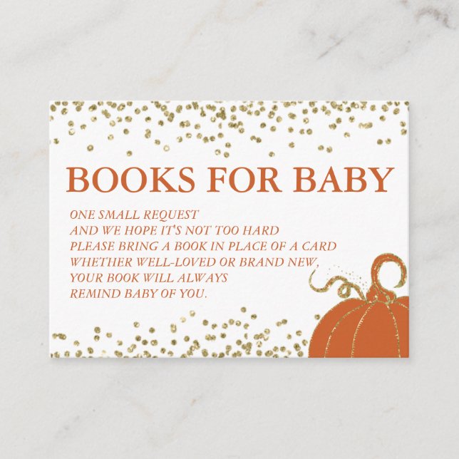 Gold Pumpkin Fall Baby Showcard Buchanfrage Begleitkarte (Vorderseite)