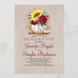 Gold Pumpkin Floral Fall Engagement Party Einladung