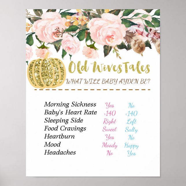 Gold Pumpkin Old Ehefrauen Tales Gender Reveal Boa Poster (Vorne)