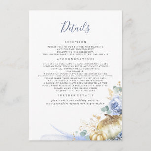 Gold Pumpkins Dusty Blue Floral Wedding Details Begleitkarte