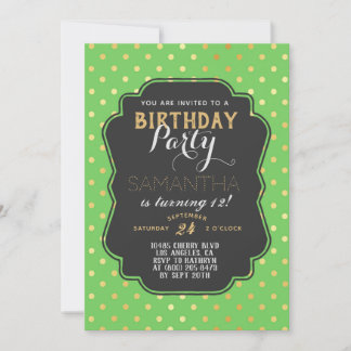 Gold Punkt Birthday Einladung