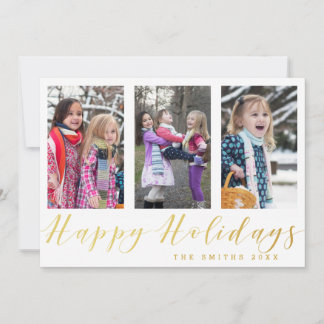 Gold Punkts Happy Holidays FotoCollage Card Feiertagskarte