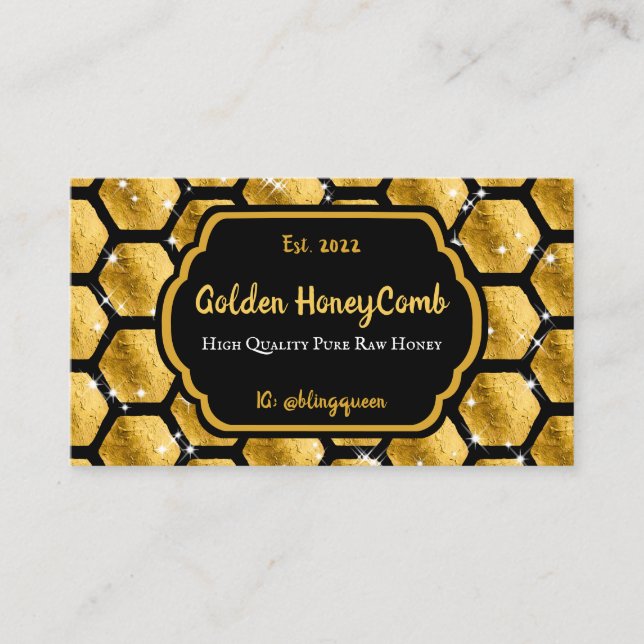 Gold Pureraw Farm Glitz Honeycomb Visitenkarte (Vorderseite)