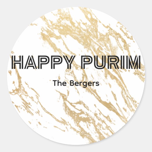 Gold Purim Label Runder Aufkleber (Vorderseite)