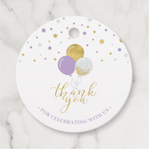 Gold & Purple Balloons   Party Danke Favor Tag Geschenkanhänger