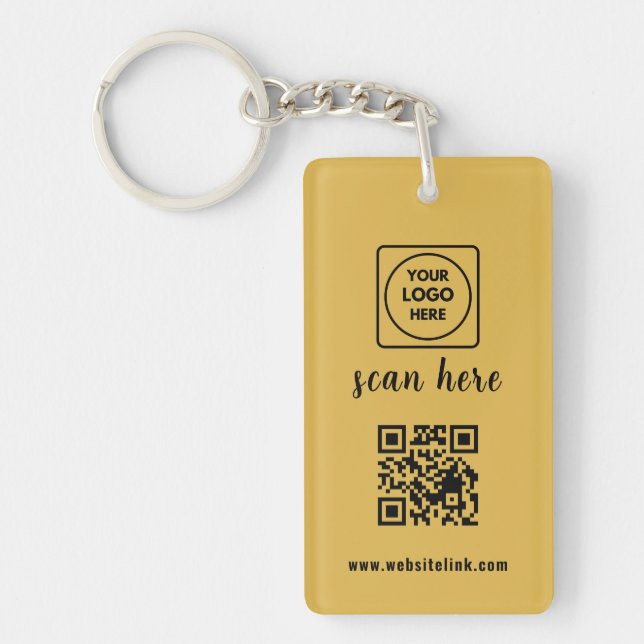 Gold QR Code Business Logo Promo Keychains Schlüsselanhänger (Vorderseite)